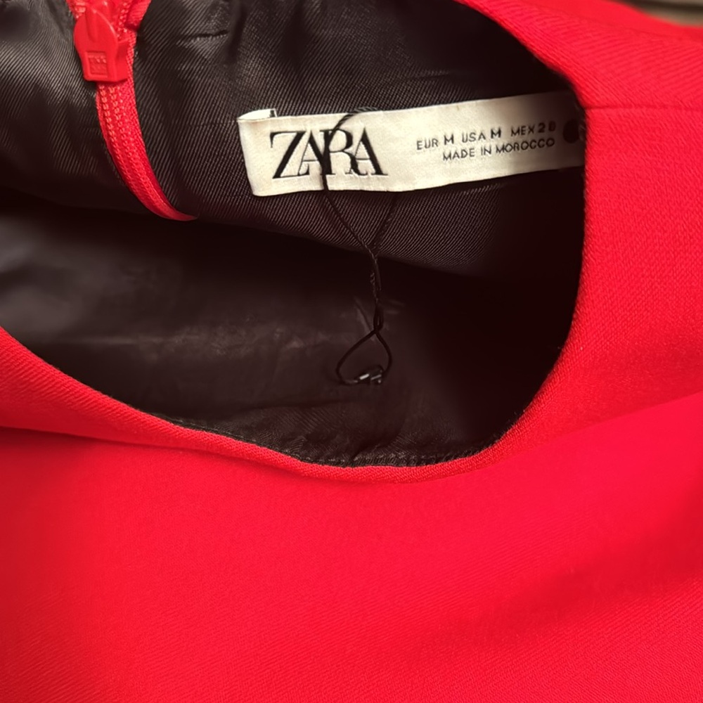 ZARA VOLUMINOUS SHORT DRESS RED 2487/707 NWOT - Picture 8 of 10